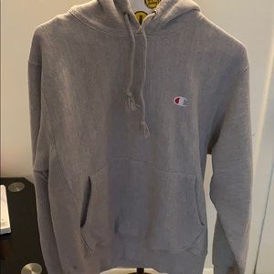 Grey Reverse Weave Champion Hoodie